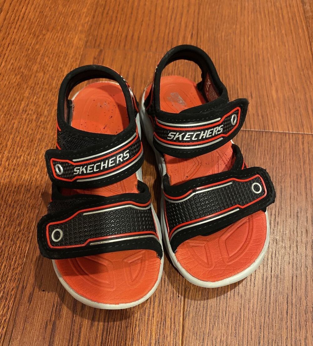 Skechers Kids Boys Sandals Black Orange Size 11 Youth